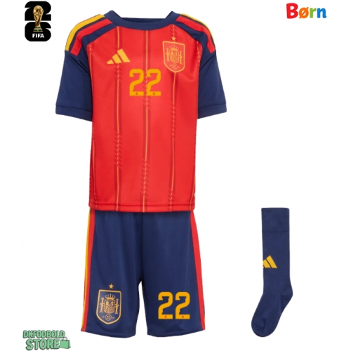 Spanien Pau Cubarsi #22 Replika Babytøj Hjemmebanesæt Børn VM 2026 Kortærmet (+ Korte bukser)